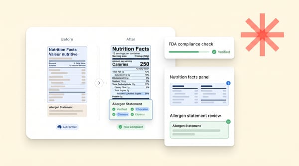 Australian Nutrition Information Panel converting to a US Nutrition Facts label