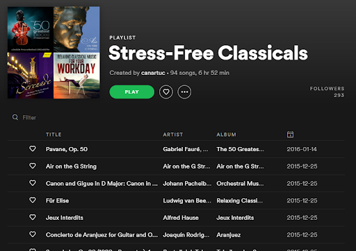 Stress: albums, songs, playlists