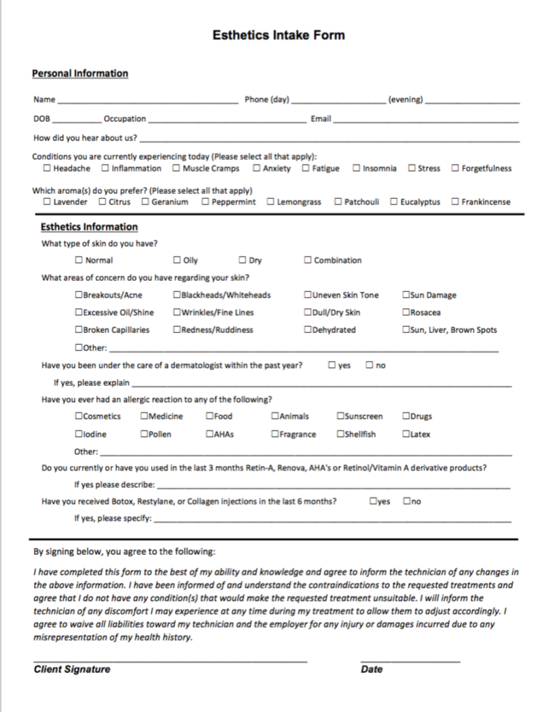 esthetician-client-intake-form