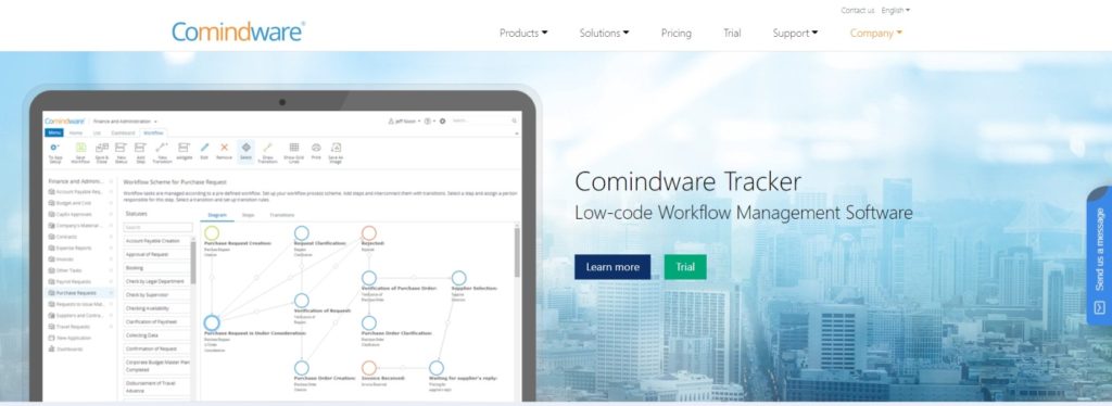 homepage-of-the-online-business-process-management-software-Comindware-Tracker