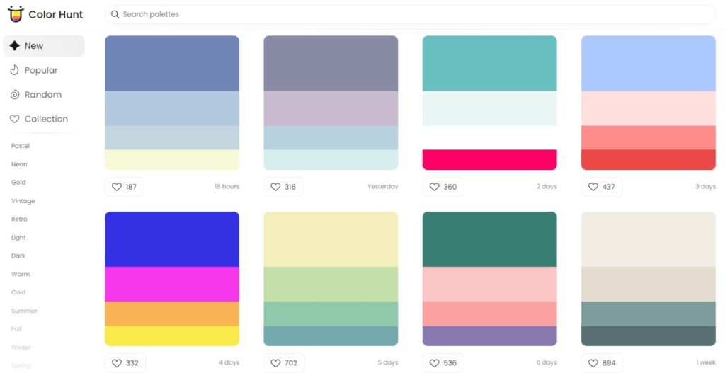 Color Hunt - Hand-picked color palettes - Awwwards