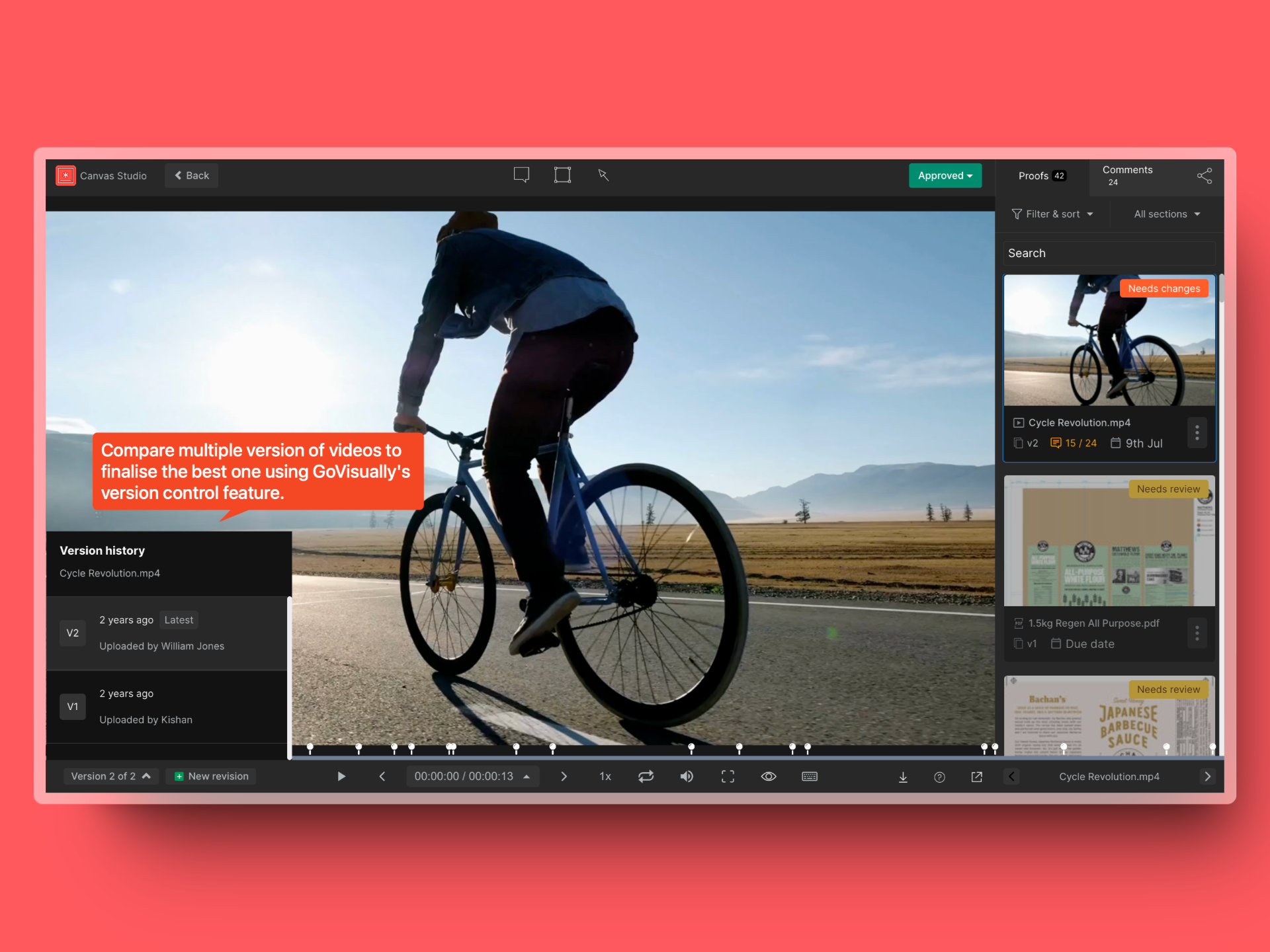 version control for videos offered by GoVisually